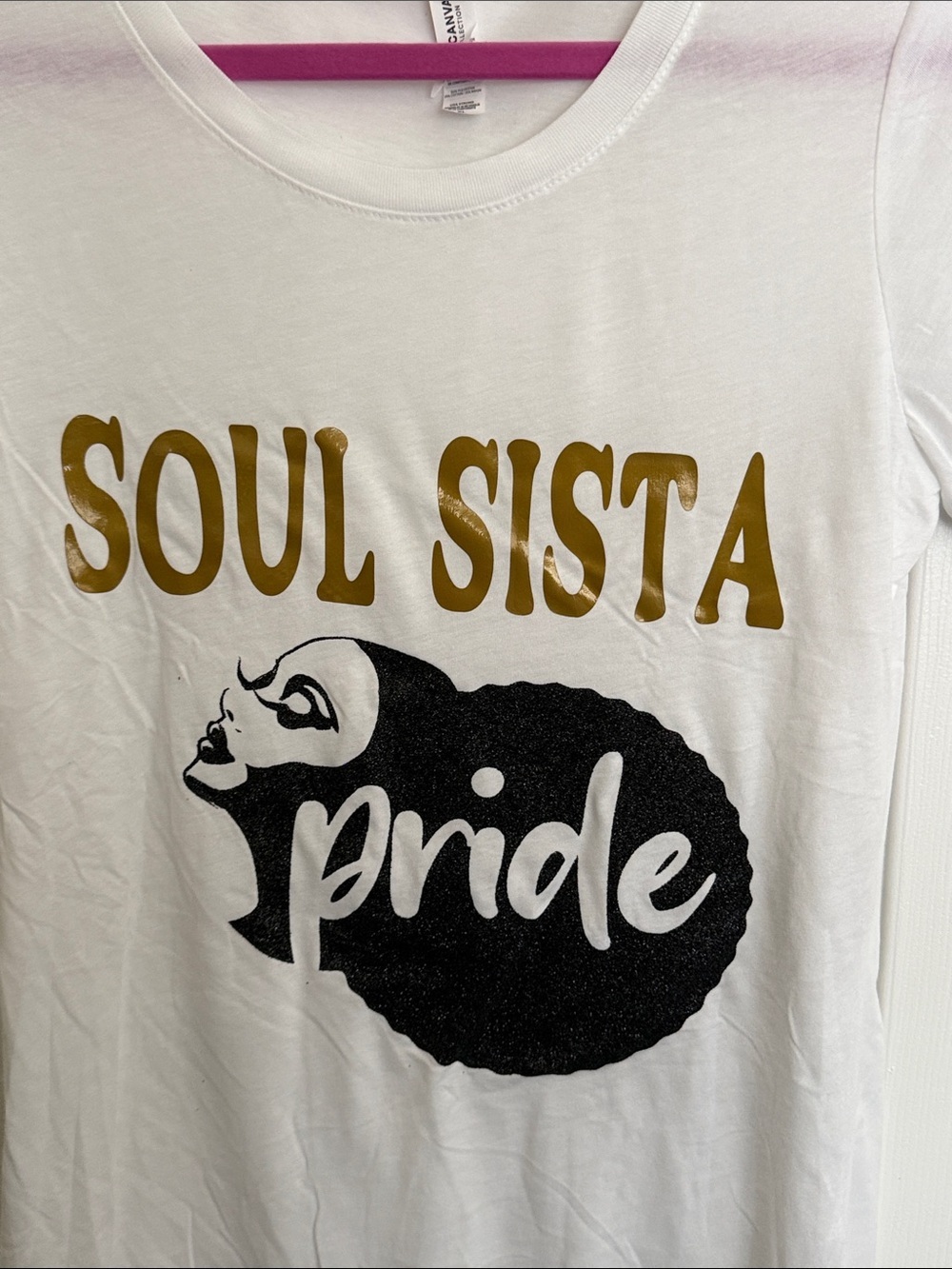 Soul Sista Pride Graphic Tee - White with Gold & Black Print - Picture 3 of 4